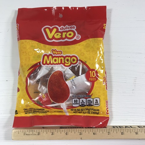 Made In Mexico Dulces Vero Mango Lollipops Pack Of 10 Chili Pepper