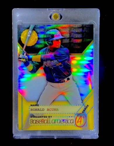 RONALD ACUNA JR. ROOKIE BLACK WHITE GOLD REFRACTOR Chrome SP Insert Base BRAVES