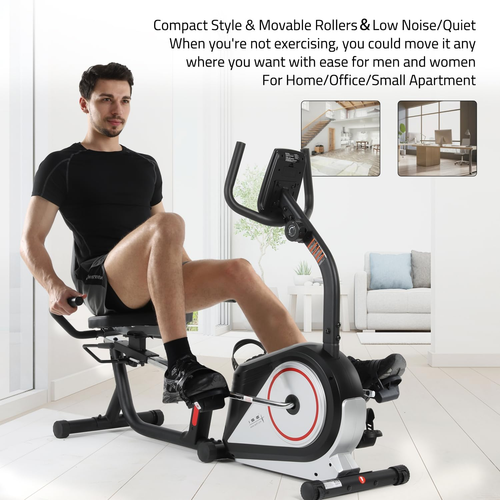 Cyclette Orizzontale Magnetico 2 in 1, Cyclette Da Casa Reclinata Con Freno Magn - Foto 7 di 12