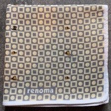 VINTAGE HANDKERCHIEF MEN'S ART BEIGE SOLID HAT GEOMETRIC POCKET SQUARE 18" B0485