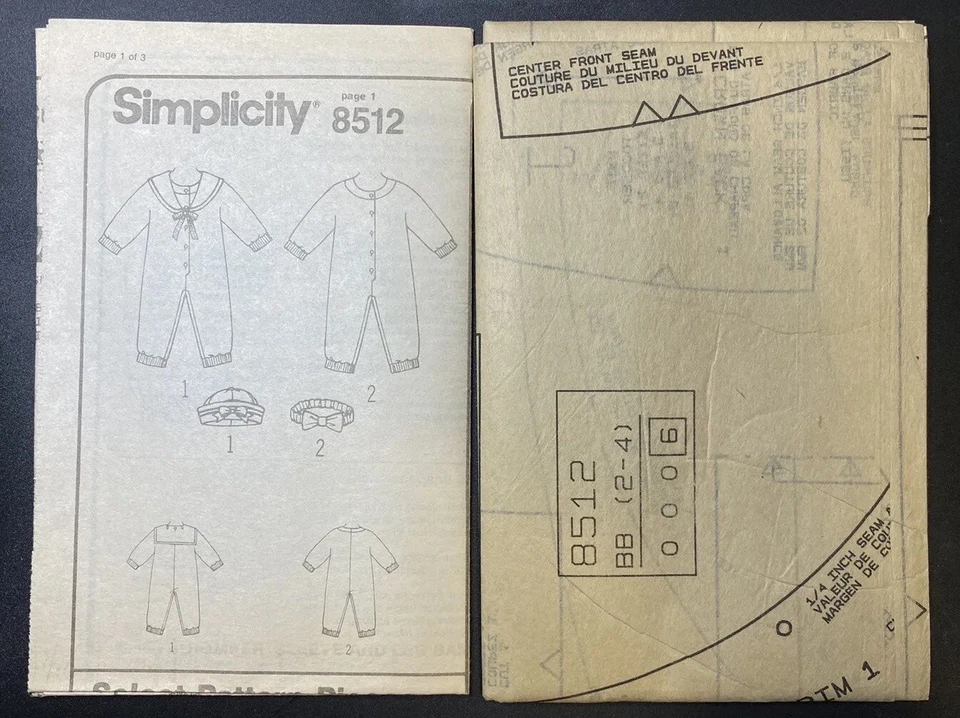 8512 UNCUT ‘Simplicity’ SEWING Pattern - ‘Toddlers Romper, Hat & Headband’ - Image 3 of 3