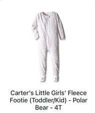 CARTER'S 1PC POLAR BEAR FOOTED GIRLS BLANKET SLEEPER FLEECE PAJAMAS 4T