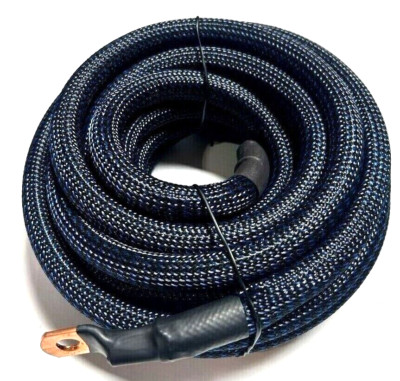 2 Gauge 25ft BLUE/BLACK SNAKESKIN OFC Wire Strands Copper Marine Cable AWG