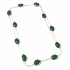 Green Onyx Gemstone Handmade 925 Sterling Silver Jewelry Necklace Size 36"