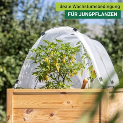 Frühbeet-Aufsatz für Hochbeete, mit Bögen, Insektennetz 2x4 m, Gartenvlies 2x4 m