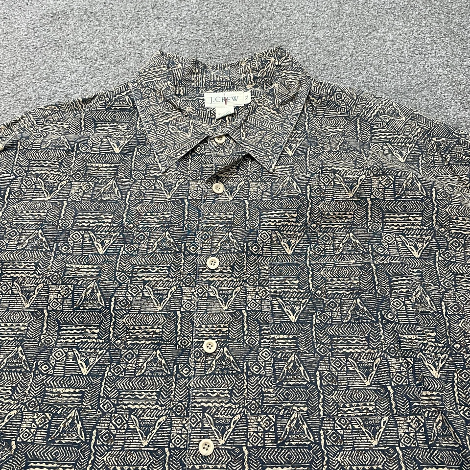 VINTAGE J.CREW Shirt Adult Extra Large XL Mulitcolor All Over Print 90s Mens - Image 2 of 4