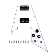 White 3 Ply Loaded Prewired Pickguard for flying V Guitar