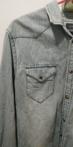 Zara Basics Slim Fit Men's Long Sleeve Jeans Denim Shirt Jacket - Picture 4 of 4