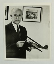Orville Wright Holding Model of Bomber He Built 1943 Original Press Photo