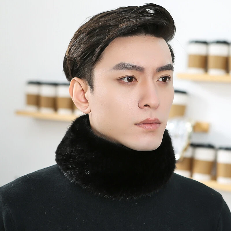 Bufanda de piel de visón real para hombre invierno cálido bufandas cuello envoltura estola calentador de cuello Foto 2 de 4