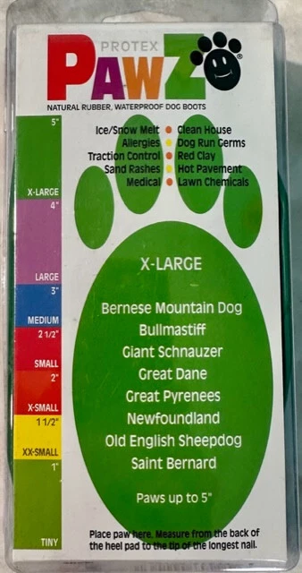 Pawz Botas Perro XL Verde para Patas de 5 Pulgadas | (Envío Gratis) | Goma, Impermeable Foto 2 de 2