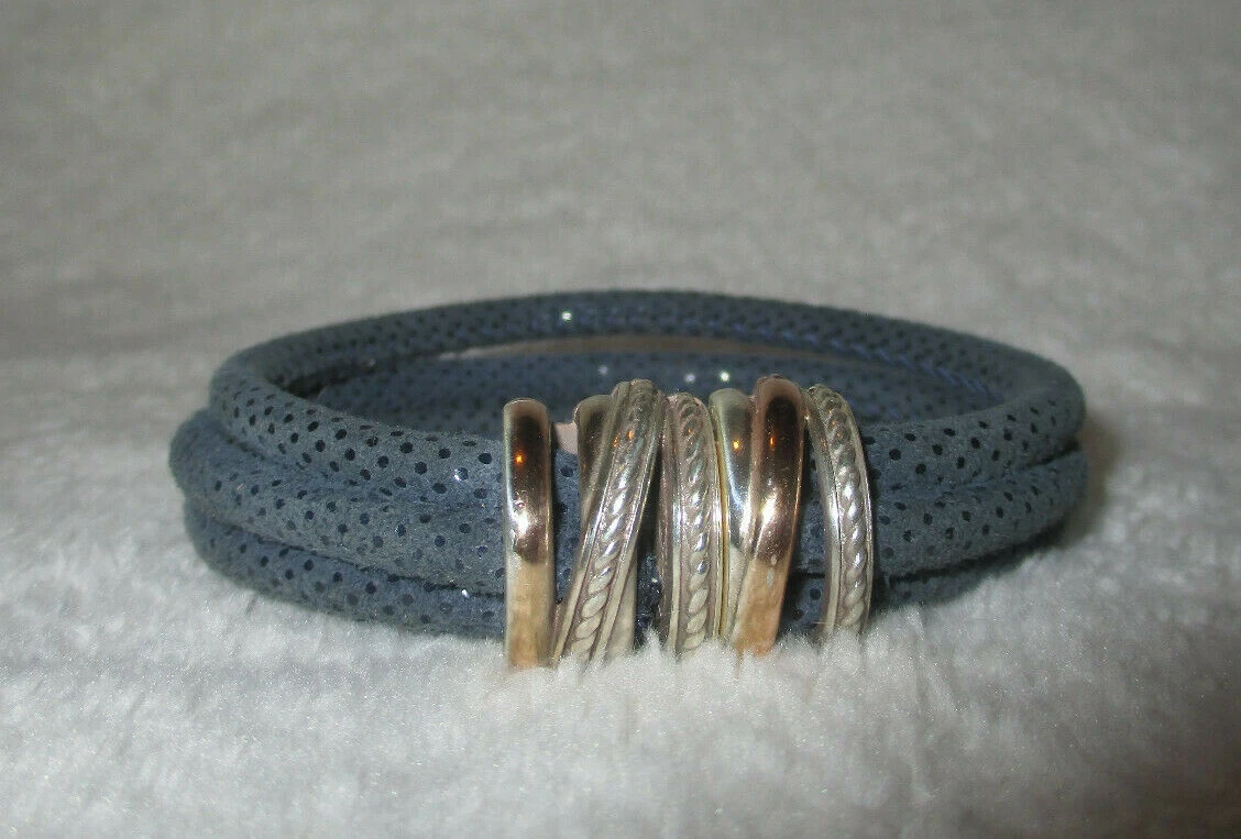 Brighton Neptune s Rings Magnetic Cord Bracelet Sparkly Sapphire Blue Cord