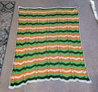 Handmade Vintage Multicolor Hand Crochet Throw Afghan Blanket 53" x 67"