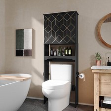 Over The Toilet Storage Cabinet With Gold Trim Organizer With Adjustable Shelves