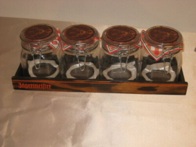 Jägermeister Einmachglas Weck Glas 4er Set 0,75 L in Holzbox