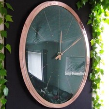 Copper Black Wall Clock Round Silent Sweep Modern Domed Face Home Decor 33 cm