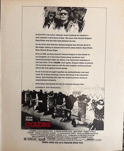 1988 Colors Movie Print Advertisement (Approx. 10.5x12.5)