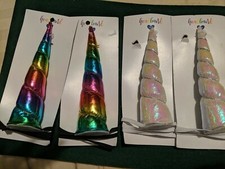 4 PC 2 Rainbow 2 Pink Unicorn Horns Headband Costume Birthday Crafts USA SELLER