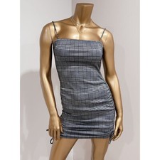 Windsor Women's Gray Black & White Gingham Plaid Bodycon Mini Dress Size S