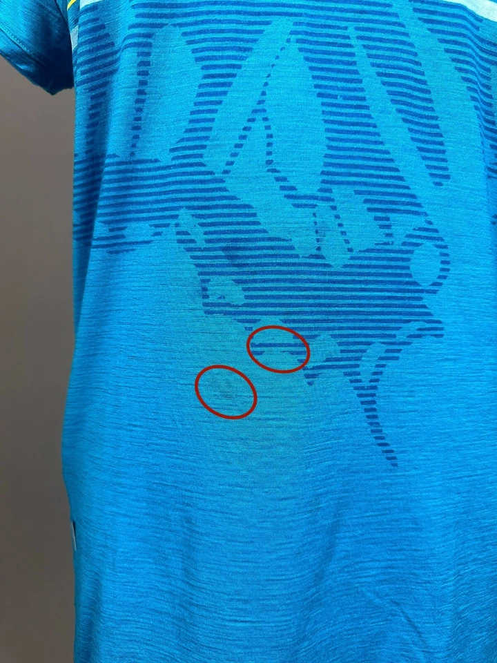 Camiseta para mujer Icebreaker azul mariposa lana merino manga corta aire libre M Foto 4 de 4