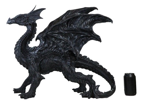 Duży 24"L Nightfury Czarny cień Smok stojący z ustawionymi skrzydłami Posąg - Zdjęcie 8 z 8