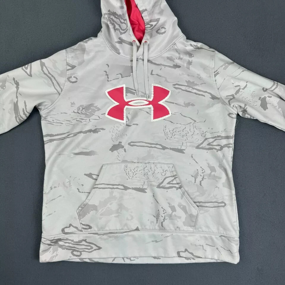 UNDER ARMOUR Hoodie Womens Large Snow Camo Sweatshirt White Pink Logo | eBay