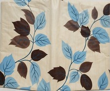 Peva Vinyl Tablecloth 52" x 90" Oblong 4-6 people BLUE BROWN LEAVES,BH