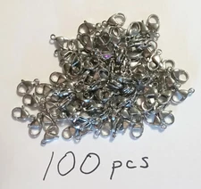 100 pcs Stainless Steel Lobster Clasp Hook Claw Clasp Findings 15mm