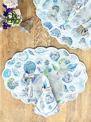 Shelly Seashells Placemats  OR  Dinner Napkins ~~ By April Cornell ~~