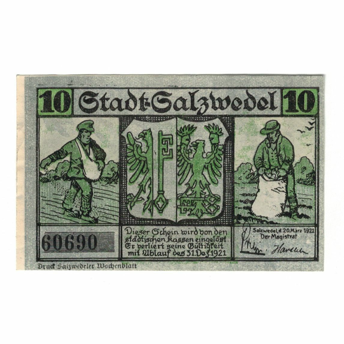 322183] Banknote, Germany, Salzwedel Stadt, 10 Pfennig, tour, 1921,  1921-12-31 | eBay UK