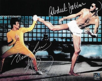 Bruce Lee & Kareem Abdul Jabar Nachdruck Signierte Foto Größe 8''X11''