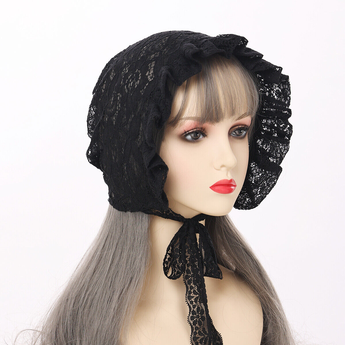 Gothic Lace Bonnet Hair - Black - Roblox