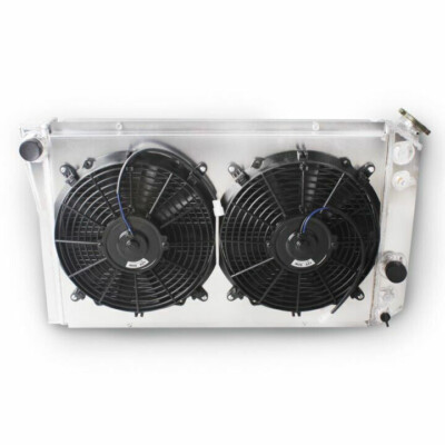 3-Row Aluminum Racing Radiator + 12V Fan Shroud For 1982-1990 Corvette & Blazer V8 - View #2