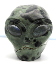 XL Striking Kambaba JASPER Crystal ALIEN Head with LABRADORITE Gemstone Eyes