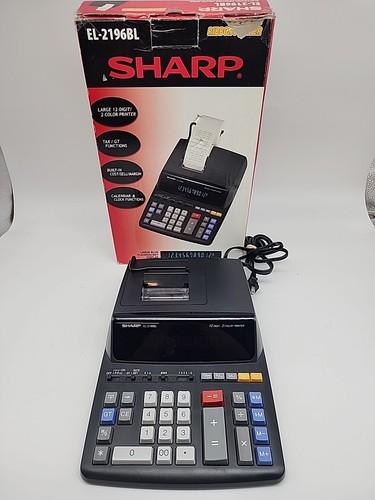 Sharp Calculator Ten Key EL2196BL Two-Color Printing 3.7 Lines/sec Original Box