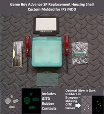 GameBoy Advance SP Replacement Housing Shell GITD GREEN custom molded for IPS