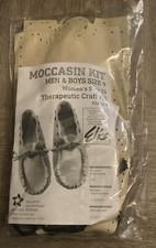 Moccasin Craft Kit Men Boys Sz 9 Womens Sz 10 ELKS Tan Brown Leather DIY 3442-9