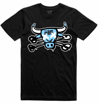 NEUES Retro Kings AJ1 UNIVERSITY BLUE BULLY BONES SCHWARZ T-Shirt SMALL-3XLARGE