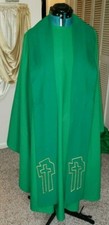 CLERGY OFFICIANT CHASUBLE VESTMENT GREEN W/STOLE SHOULDER ZIPPER XL CUSTOM MADE