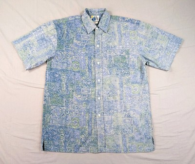 #ad Vintage 60s Sears Shirt Mens Medium Tribal Patterned Hawaiian Button Up $39.88