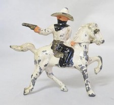 1930's Manoil Barclay : Masked Cowboy Mounted White Horse w/Pistol lead figure