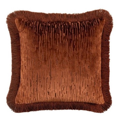 Gallery Home Cut Samt Fransen Kissen 50 cm - Terracotta - Neu mit Etikett 