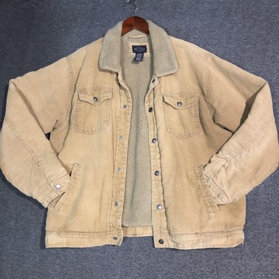 Sonoma Jacket Mens XL Beige Corduroy Sherpa Lined Bomber Trucker Snap Workwear