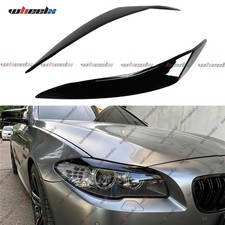 FOR BMW 5 SERIES F10 F11 11-14 GLOSS BLACK HEADLIGHT EYEBROWS EYELID TRIM COVERS
