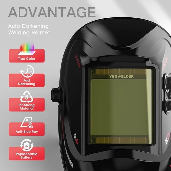 Casco soldador color verdadero área de visión grande oscurecimiento automático casco/capucha/máscara de soldadura Foto 2 de 4