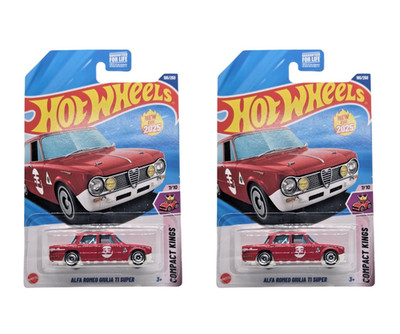 2025 Hot Wheels Alfa Romeo Giulia T1 Super #195 Red - Set of 2