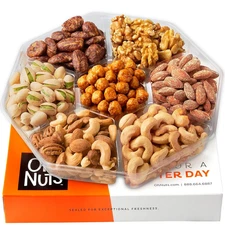 7 Variety Nuts Gift Basket - Healthy Food Assorted Nuts Gifts Baskets - Holiday