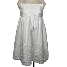 Jona Michelle Girls Size 8 Embroidered Dress White Sleeveless Button Up NWOT