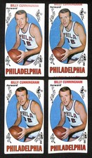 Lot of (4) 1969-70 TOPPS Basketball RC Card #40 Billy Cunningham HOF 204523