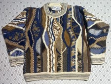 Vintage 90s Carlo Alberto Coogi Style 3d Knit Australia Crewneck Blue Size L